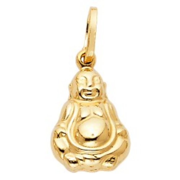 14K Yellow Gold Buddha pendant Charm Necklace